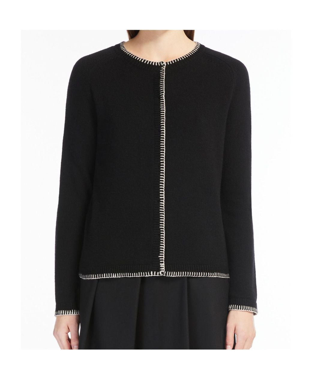 Max Mara Black Crewneck Long-Sleeved Cardigan