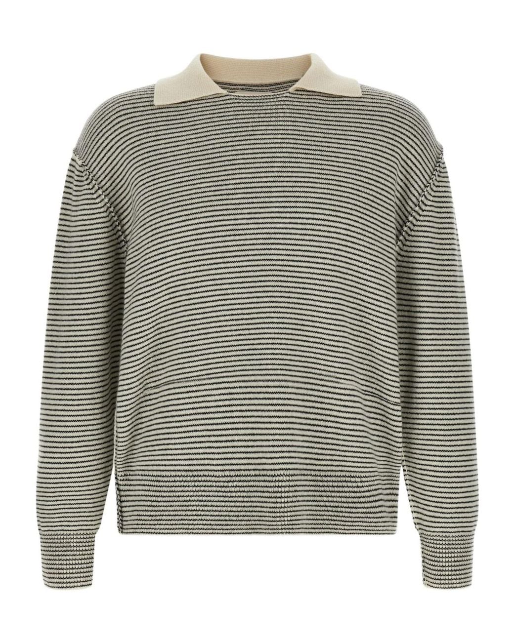 mfpen Gray Charming Striped Polo Sweater for men