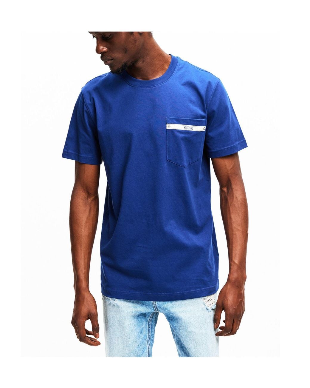 Moschino Blue Simple Shortsleeve Top for men
