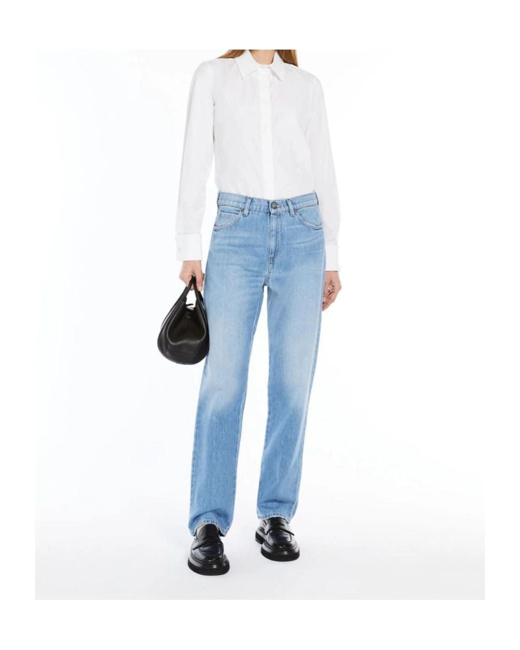Max Mara White Curved Hem Poplin Shirt