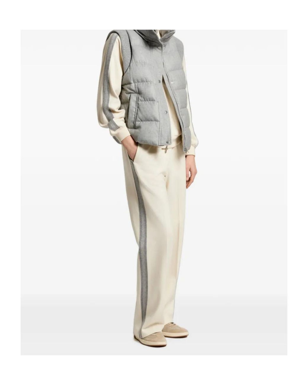 Peserico Gray High-Neck Quilted Gilet