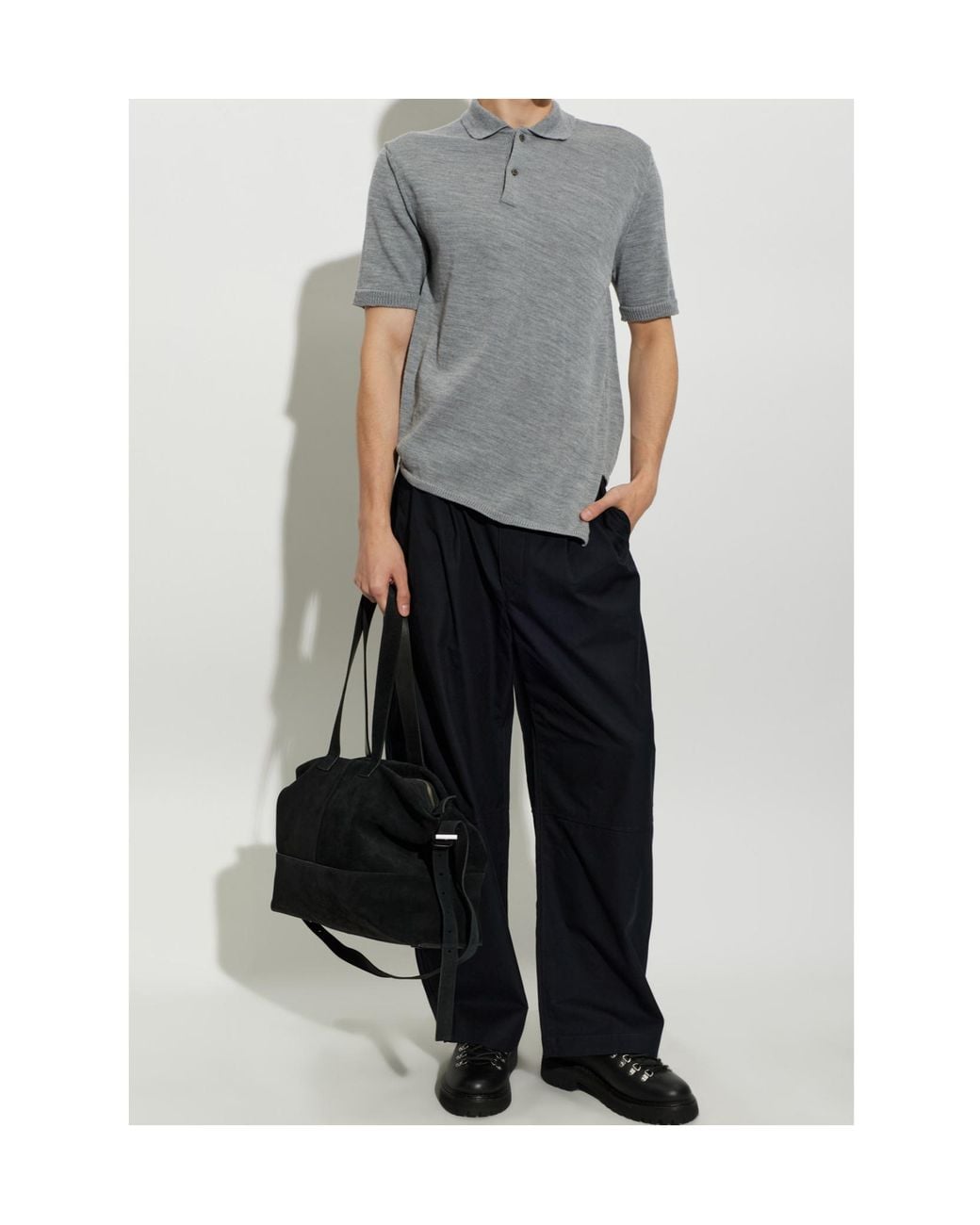 Comme des Garçons Gray Short-Sleeved Polo Shirt With A Collar for men