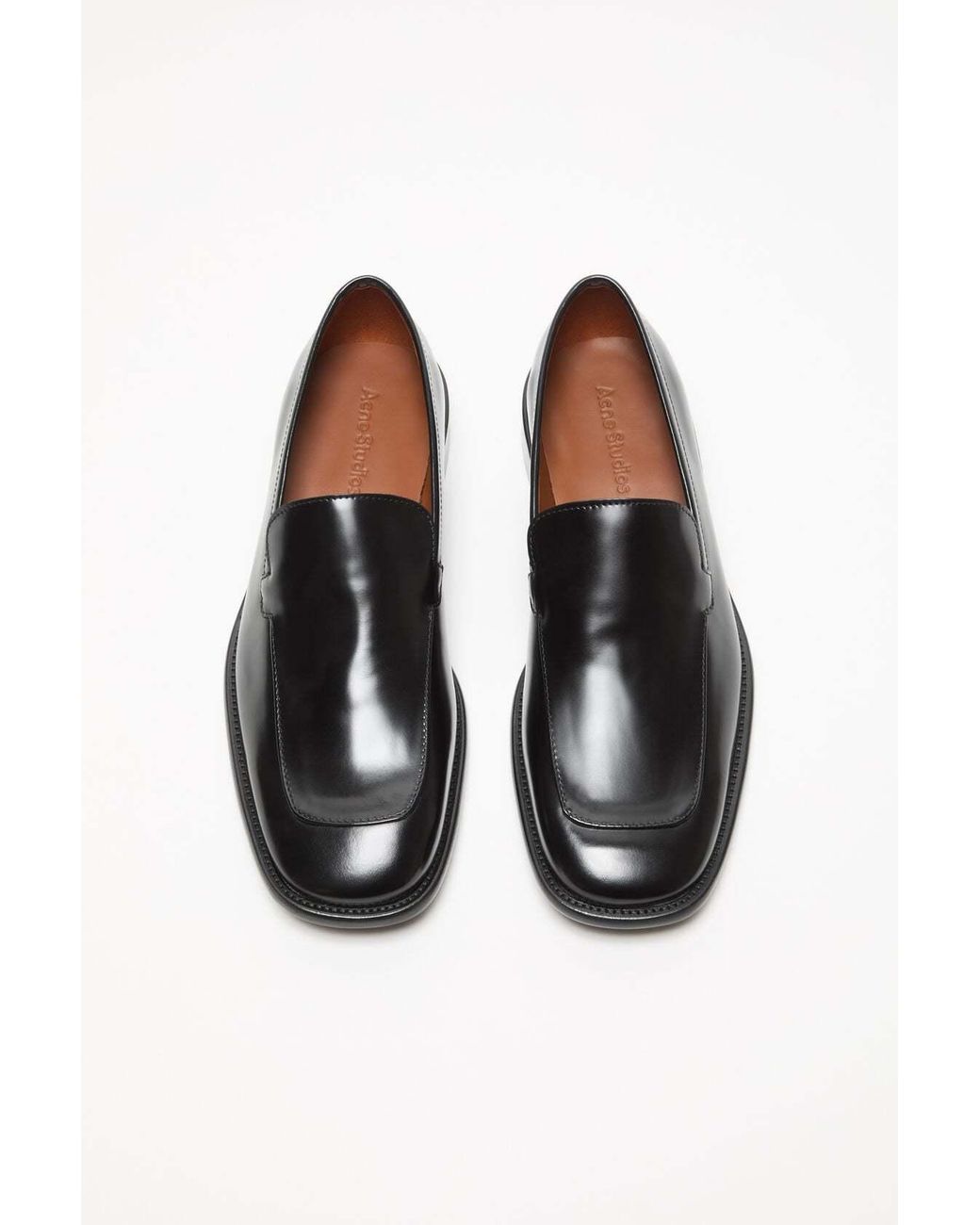 Acne Black Square-Toe Leather Loafers for men