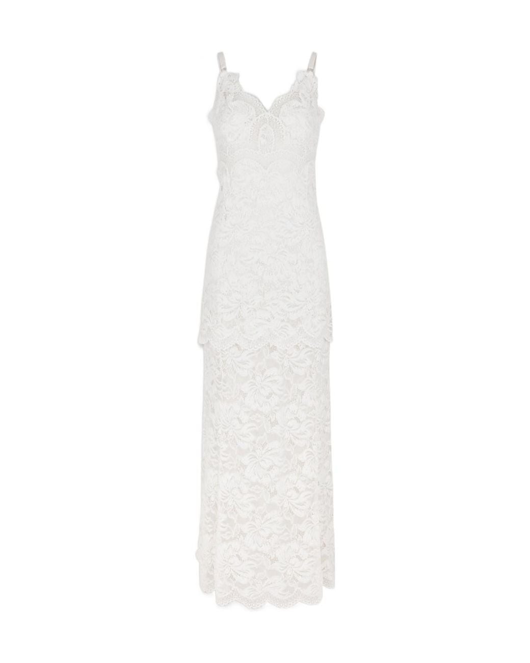 Rabanne White Lace Detailed Sleeveless Maxi Dress