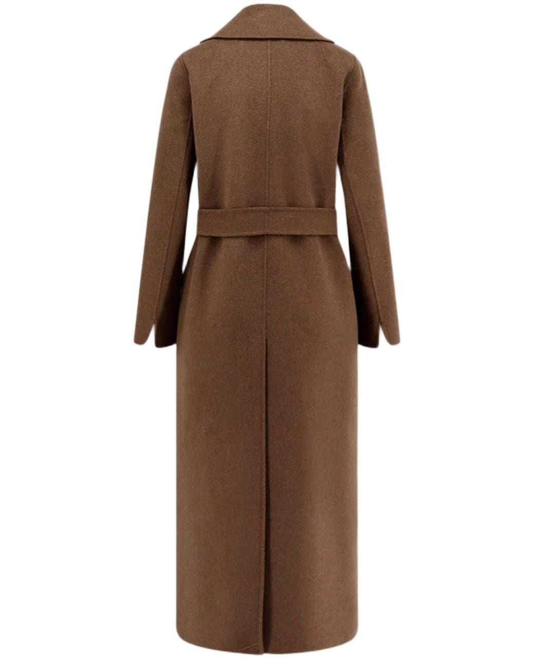 Max Mara Brown 'S Poldo Belted Long-Sleeved Coat