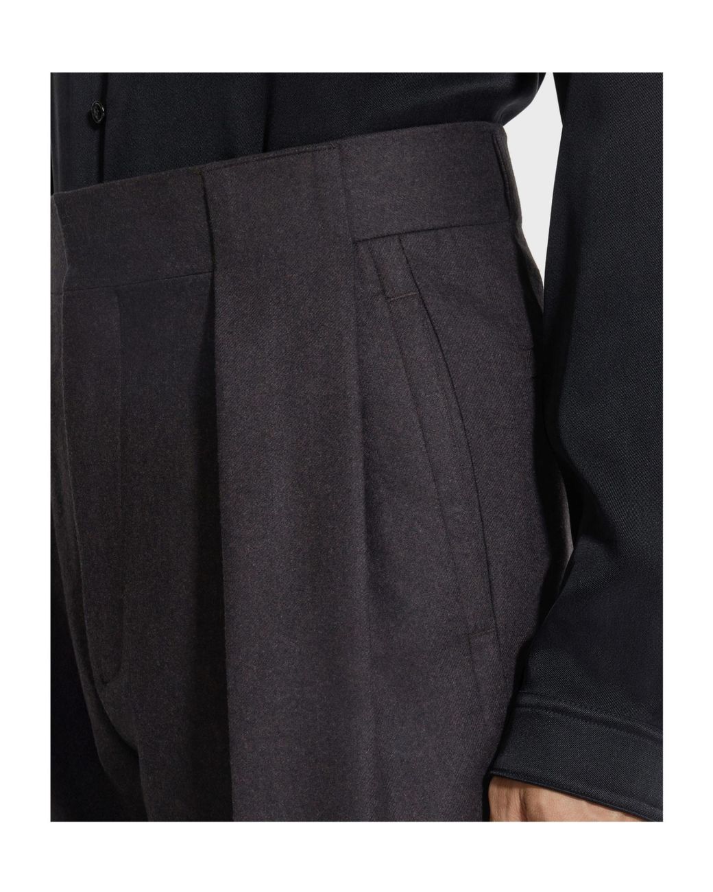 Zegna Black Pleated Wool Trousers for men
