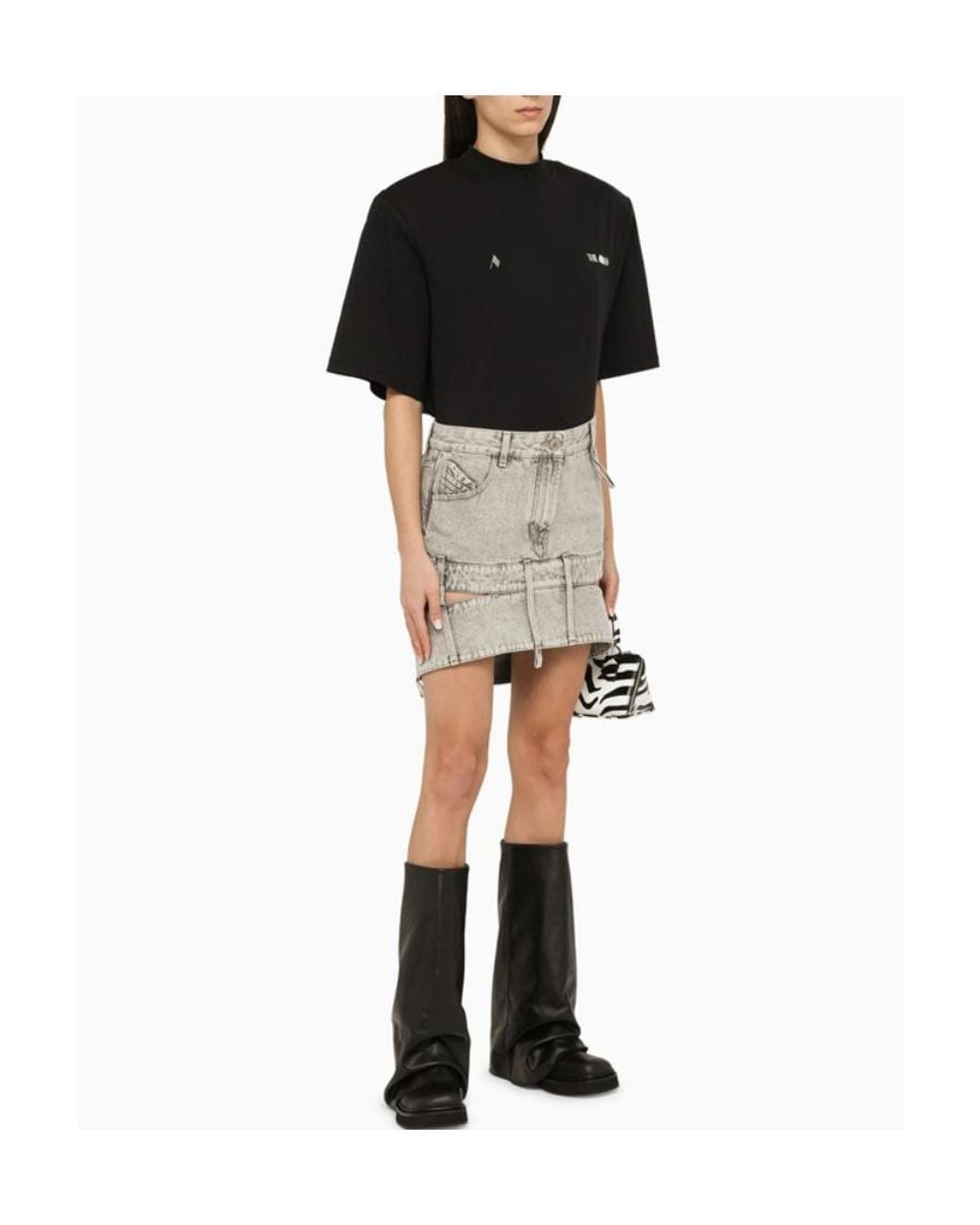 The Attico Multicolor The Cut-Out Mini Denim Skirt