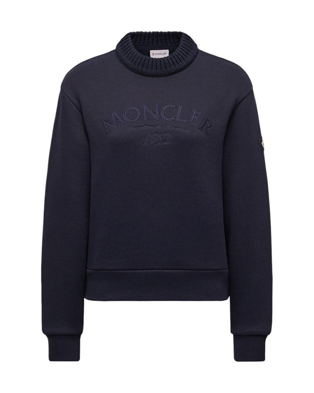 Moncler Blue Logo Patch Crewneck Sweatshirt