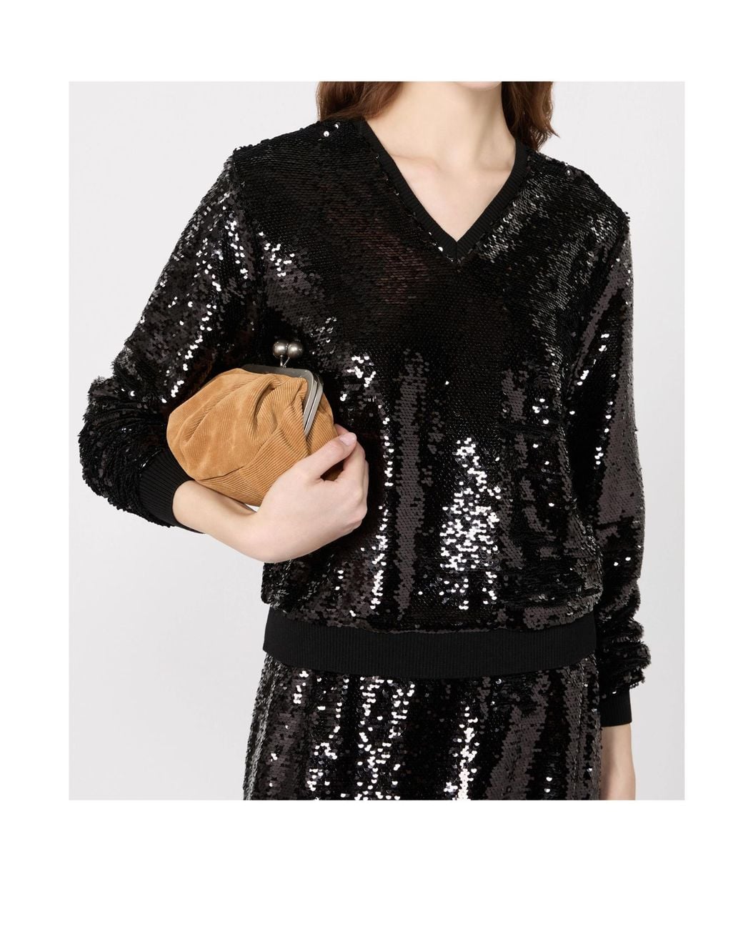 Weekend by Maxmara Black Jersey And Sequin Blouse