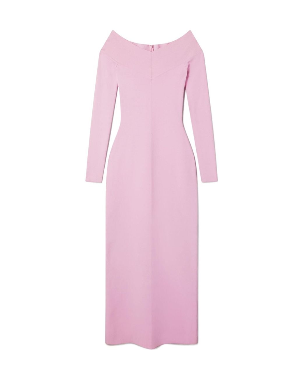 Stella McCartney Pink Off-Shoulder Long-Sleeve Midi Dress