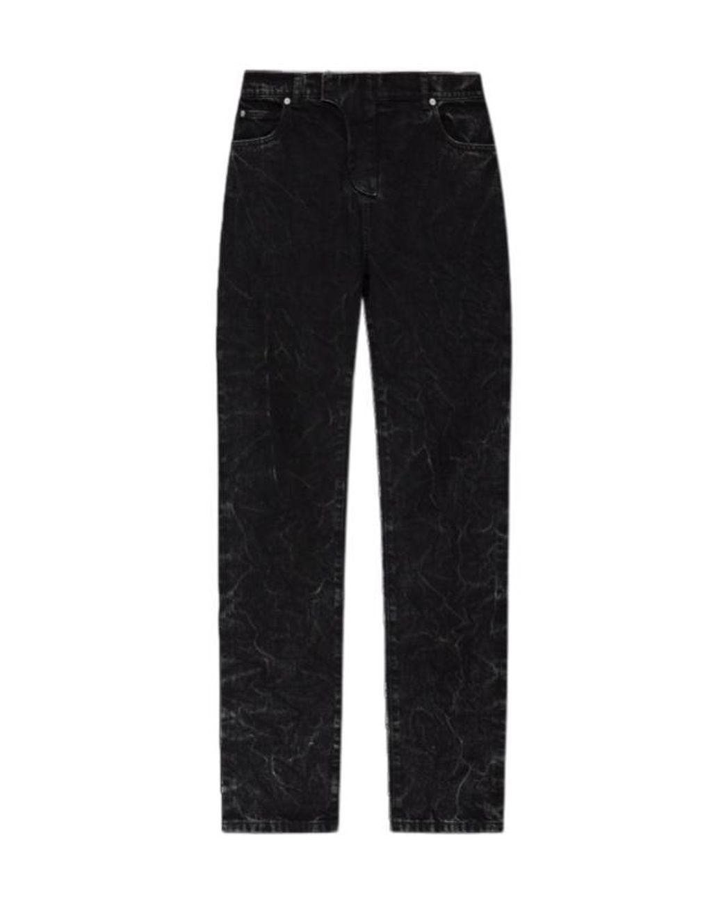 Balmain Black Mid Rise Acid-Wash Jeans for men