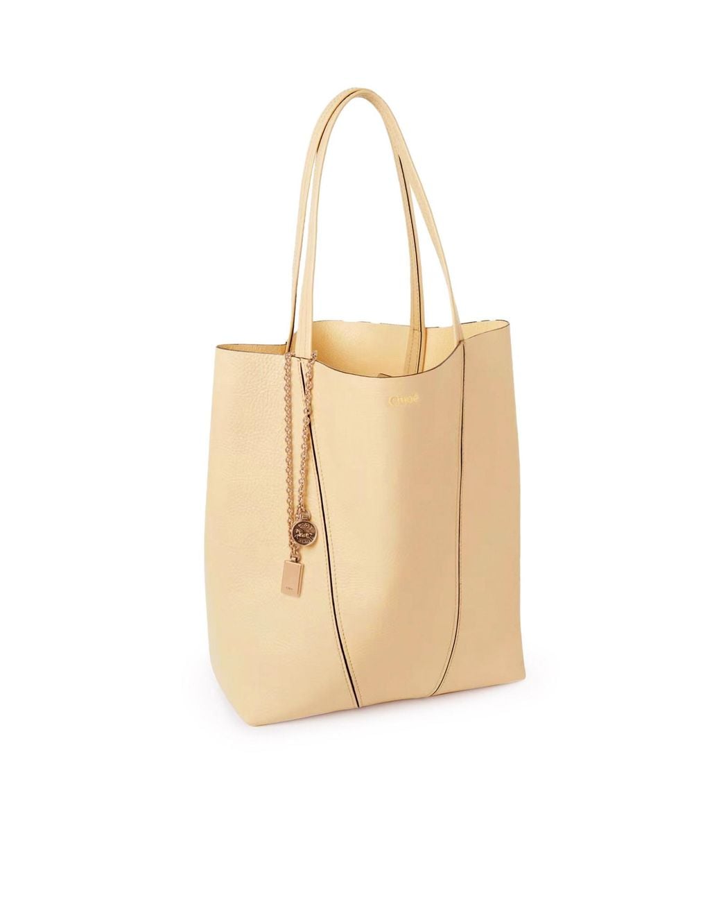 Chloé Natural Chloé Structured Charm Tote Bag