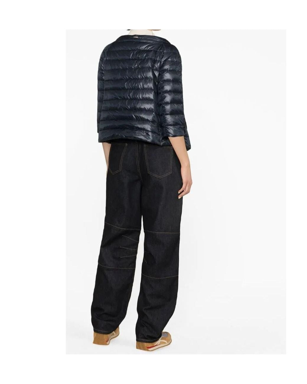 Herno Black Collarless Quilted Jacket