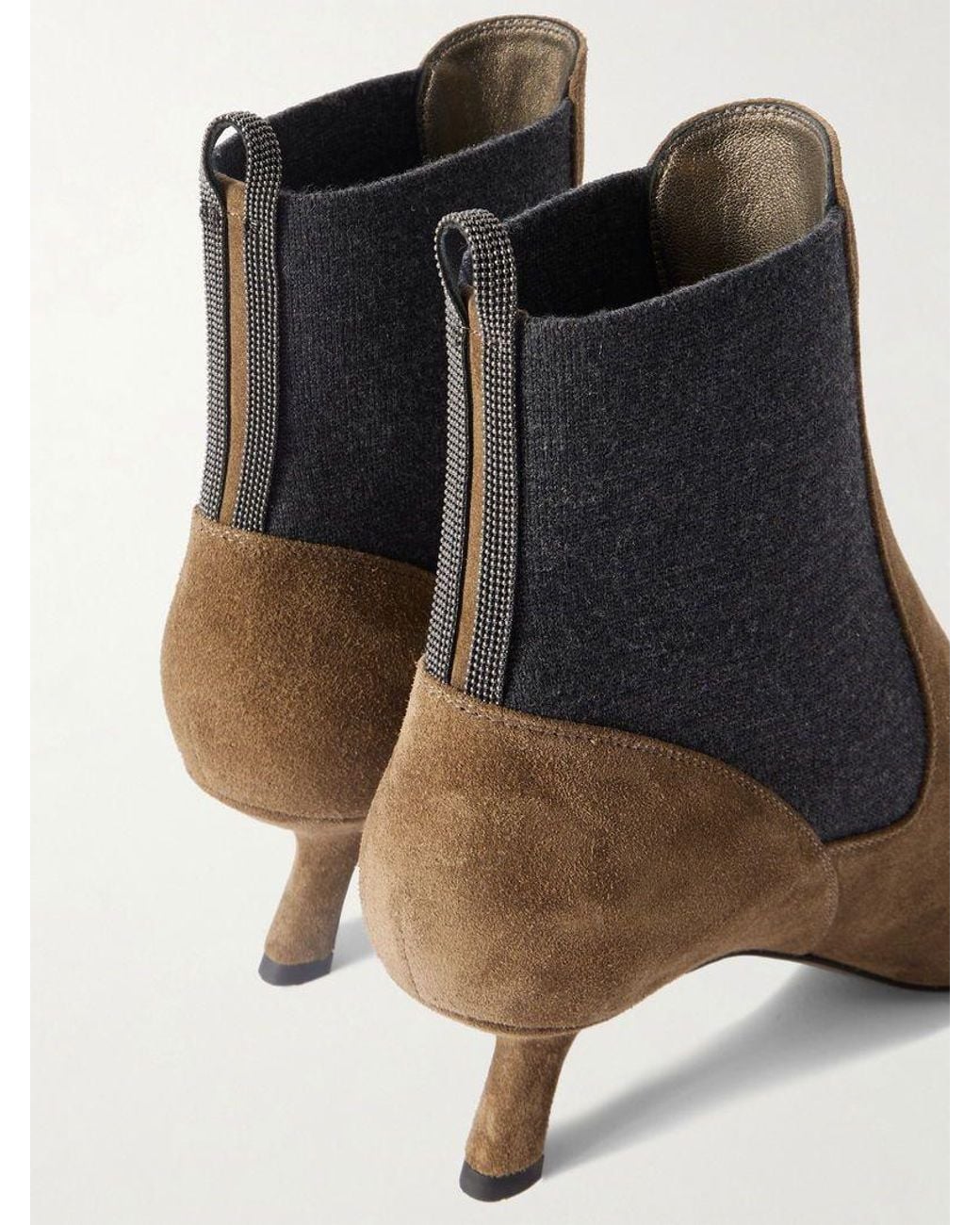 Brunello Cucinelli Brown Square-Toe Ankle Boots