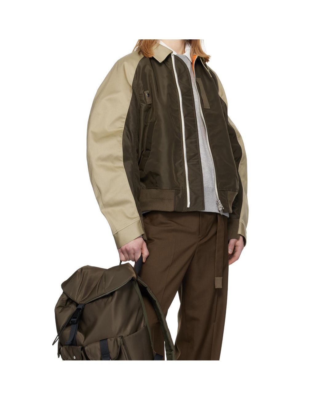 Sacai Brown Cotton Twill Jacket for men