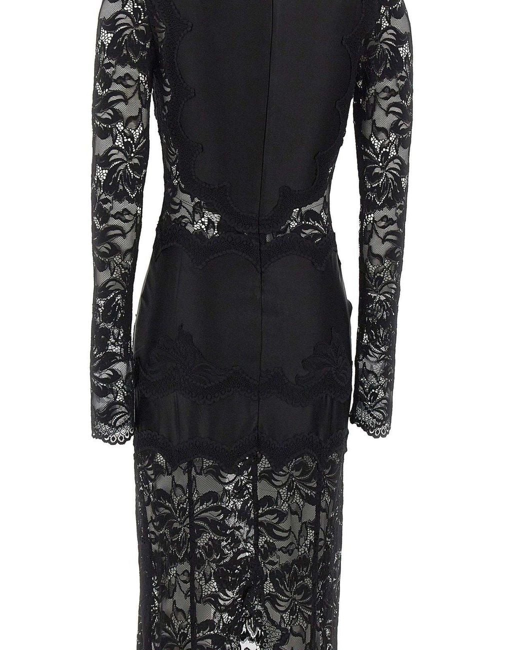 Rabanne Black Rabanne Lace Panel Long Dress