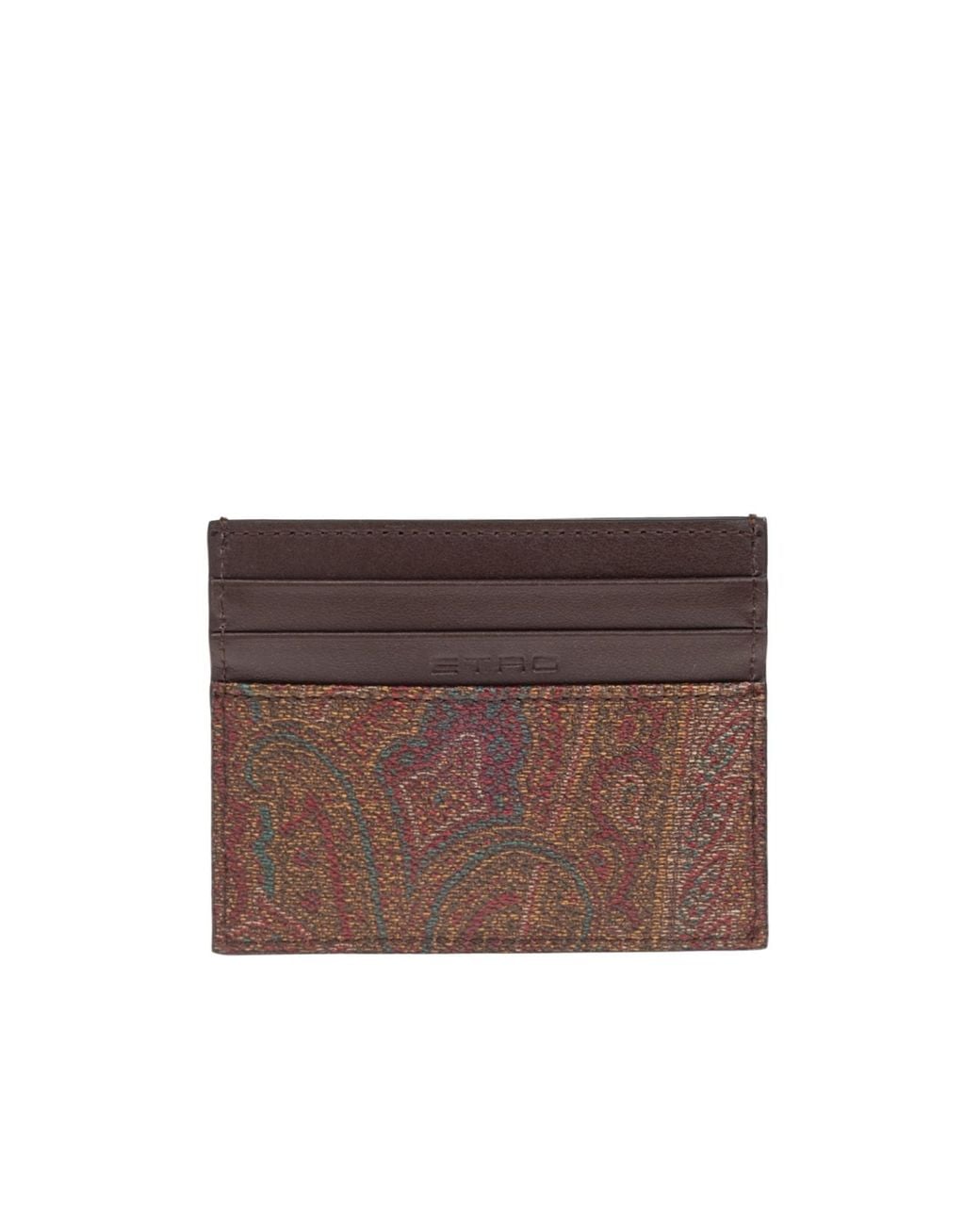 Etro Brown Pegaso Plaque Card Holder