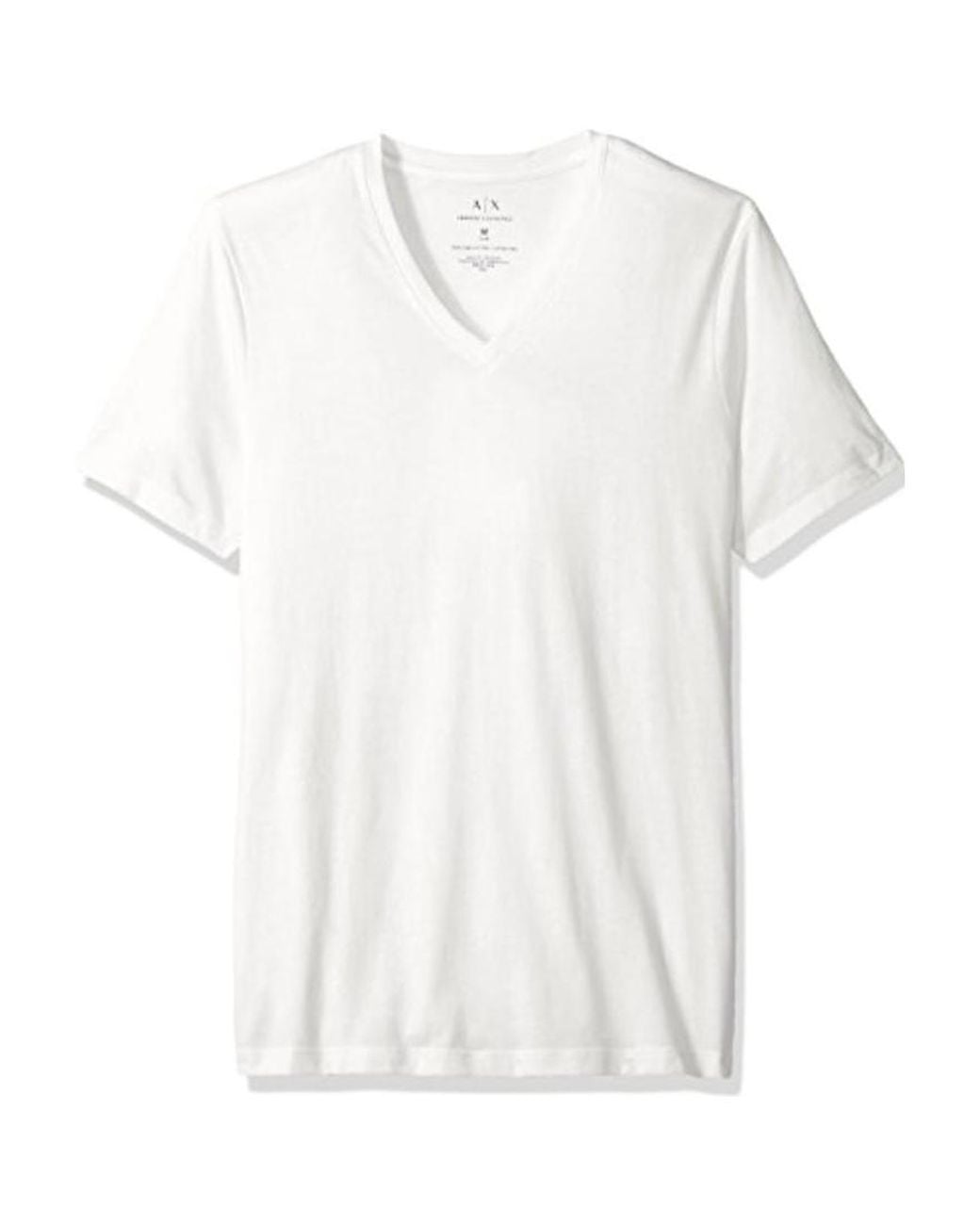 ARMANI EXCHANGE White Basic V-Neck T-Shirt for men