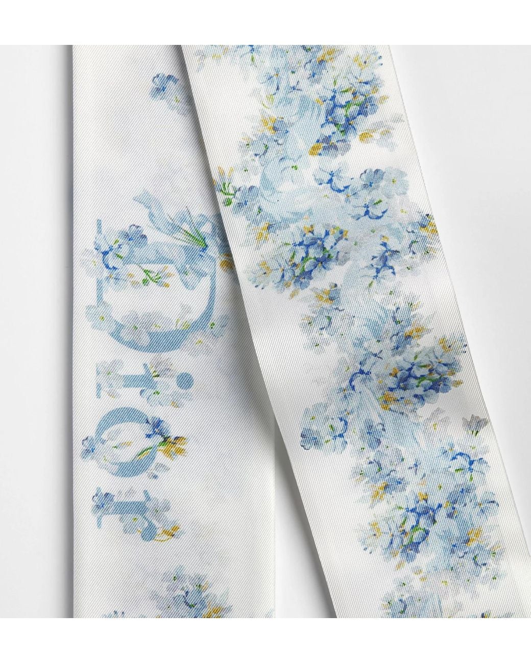 Dior White Floral Print Skinny Scarf