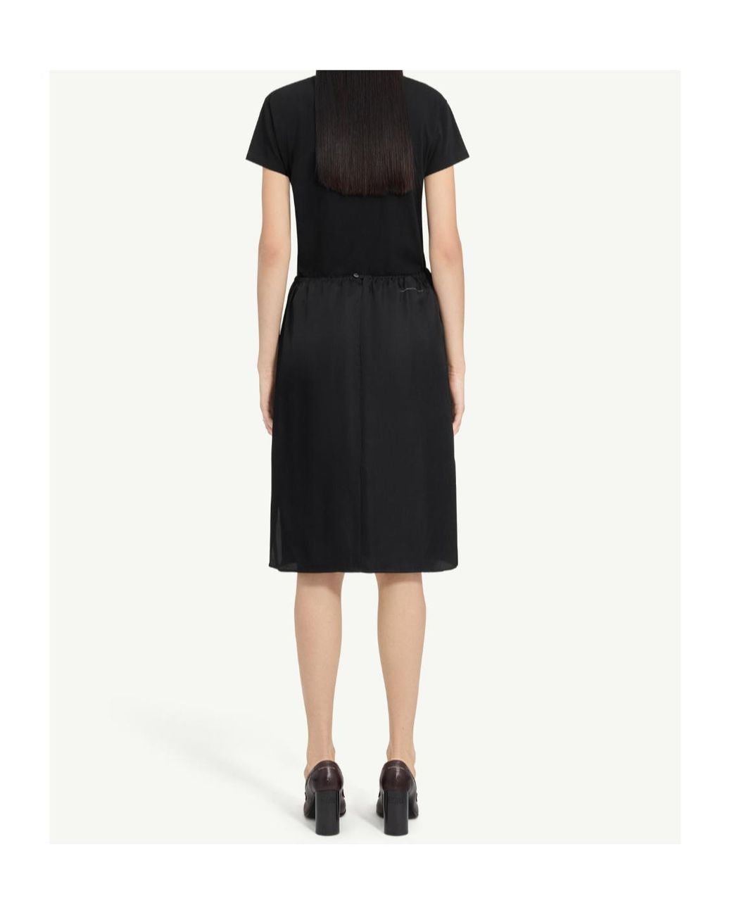 MM6 by Maison Margiela Black Satin Midi Skirt