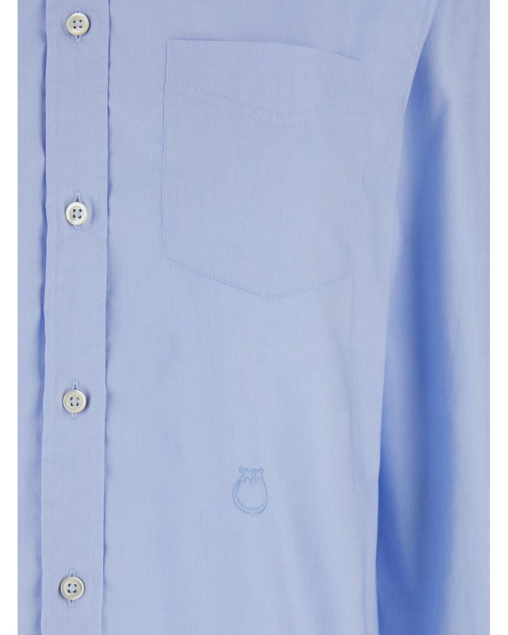 Pinko Blue Love Birds Embroidered Oxford Shirt