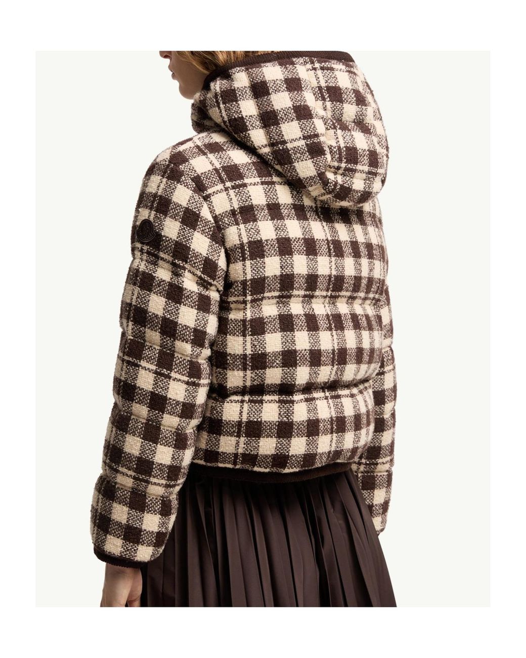 Moncler Brown Abstraction Hooded Short Down Jacket