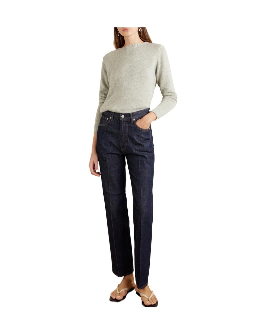 Auralee Blue High-Rise Straight-Leg Jeans