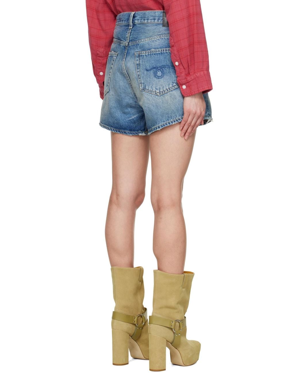 R13 Red Belt Loop Denim Shorts