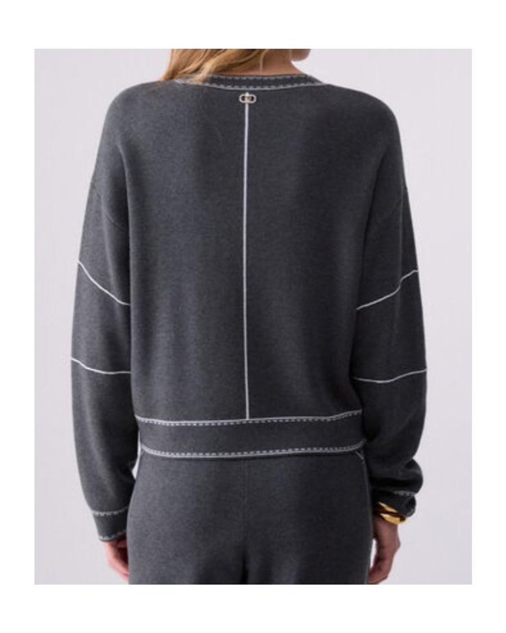 Liu Jo Gray Sweater With Stitching