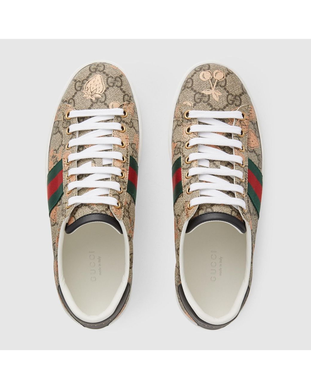 Gucci Brown Ace Berry-Print Sneakers
