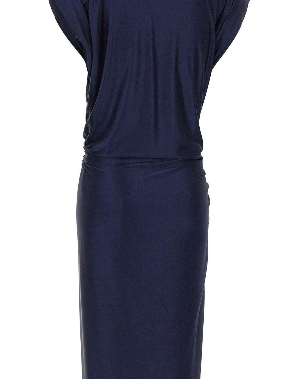 Rabanne Blue Rabanne Draped Pierced Midi Dress