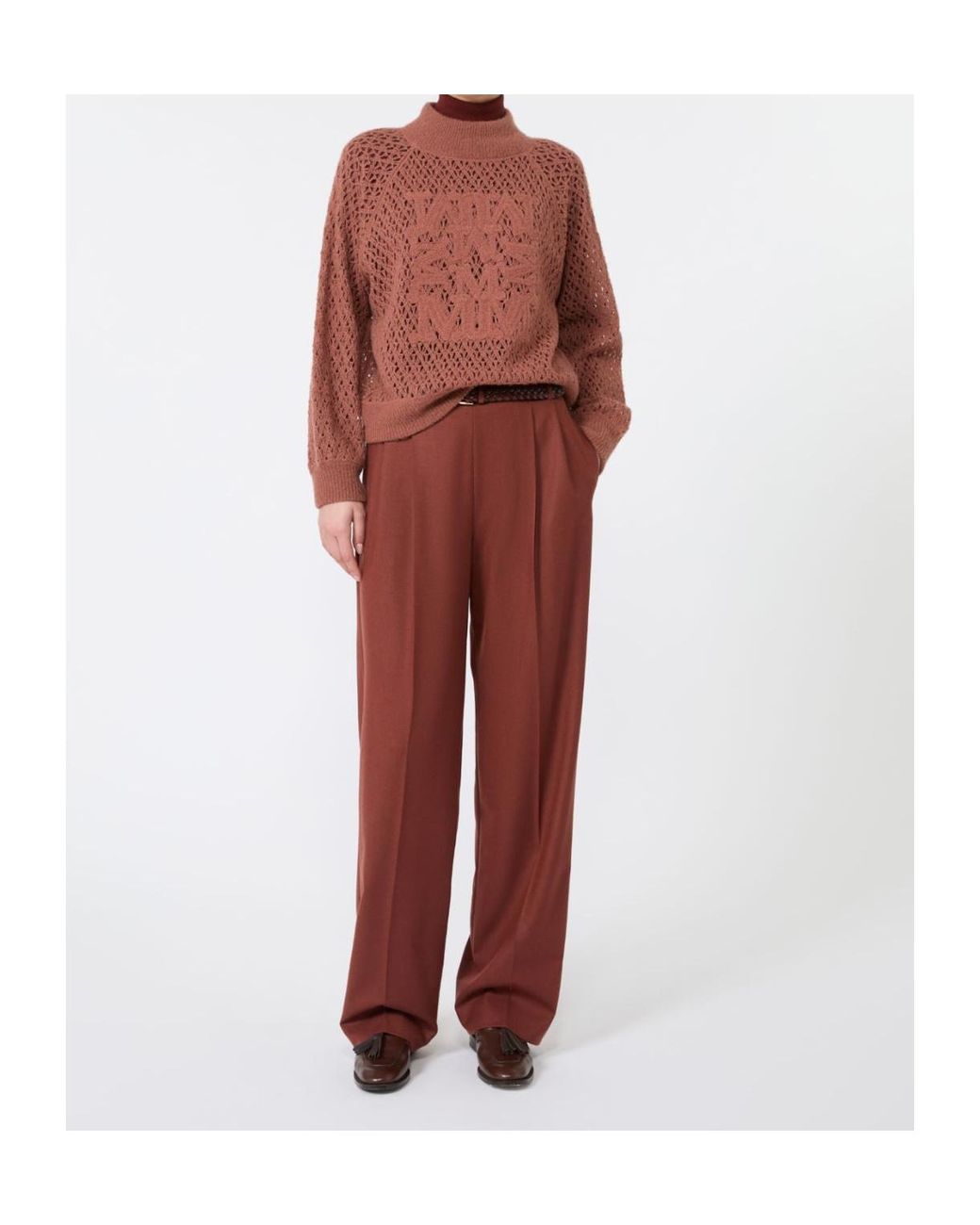Max Mara Red Logo Detailed Knit Sweater
