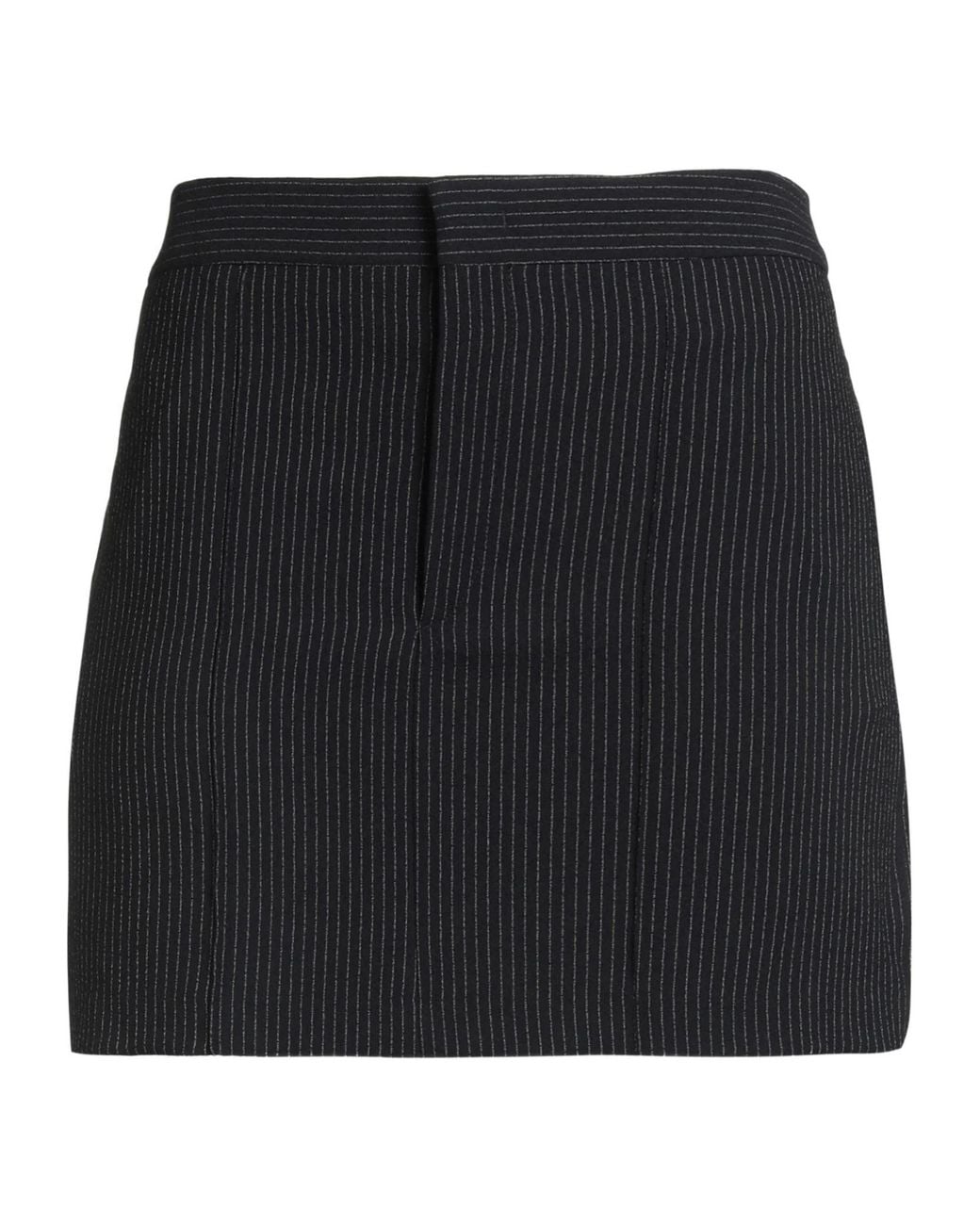 Isabel Marant Black Pinstriped Brand Logo Mini Skirt