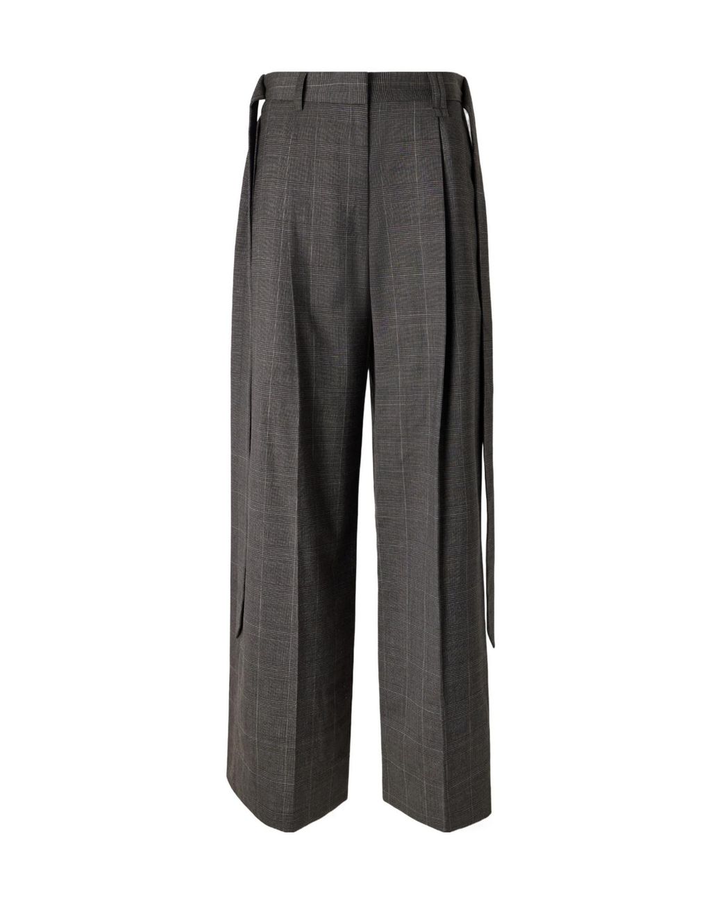 Simone Rocha Gray Checked Wool Wide-Leg Pants