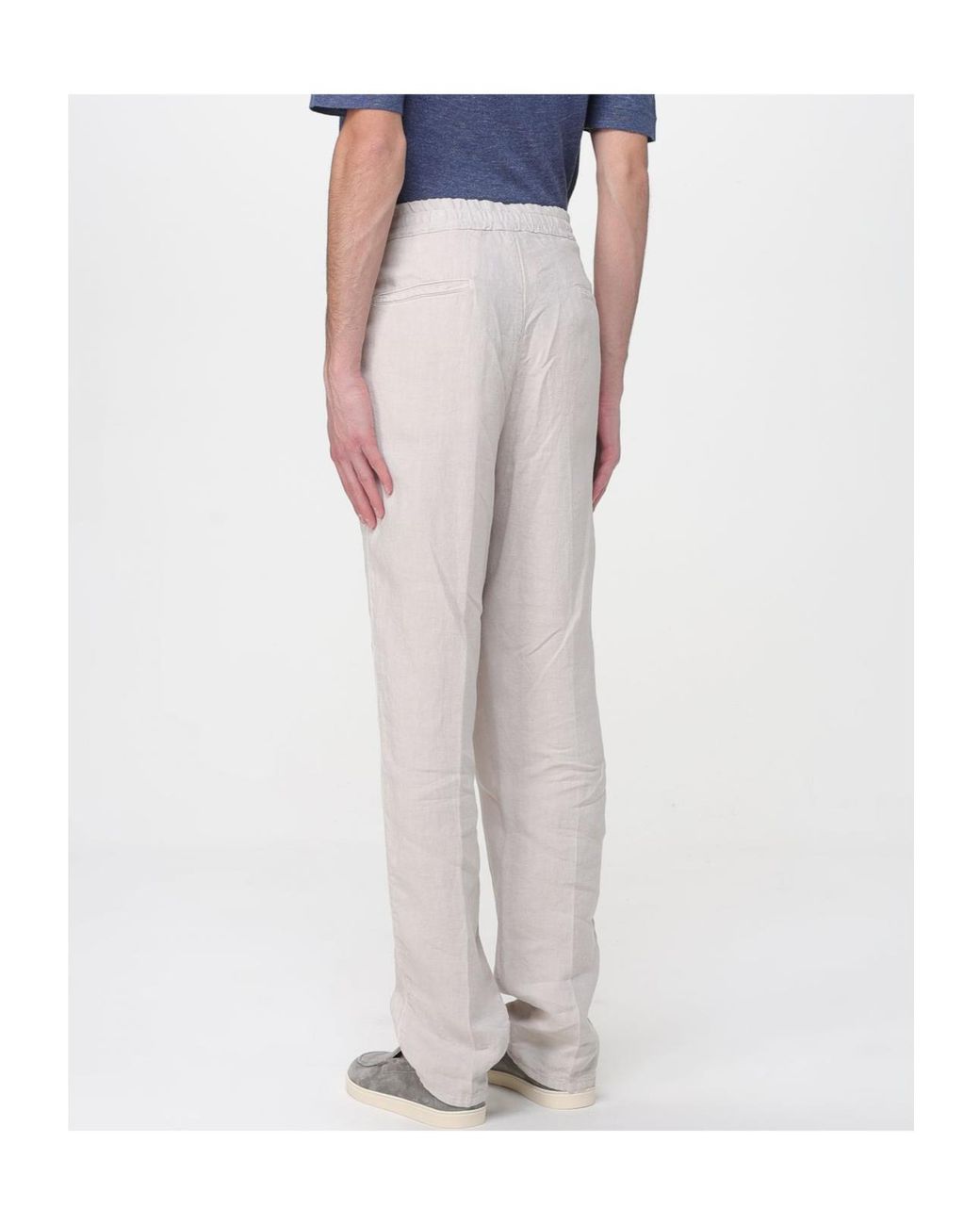 Brunello Cucinelli White Elasticated Waistband Drawstring Pants for men