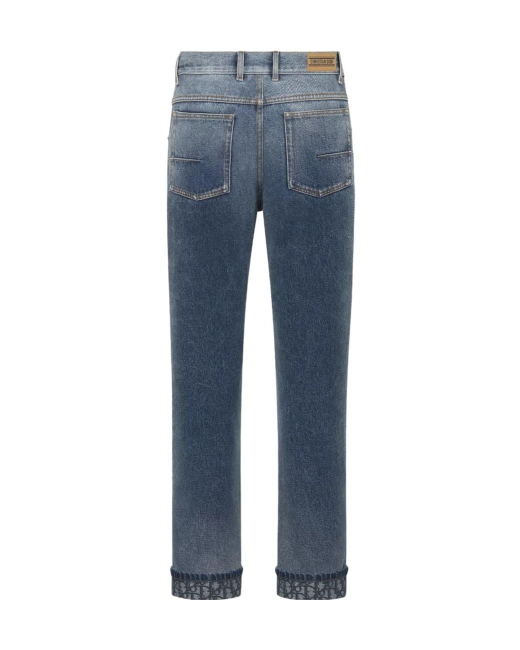 Dior Blue Christian Logo Patch Flared Jeans