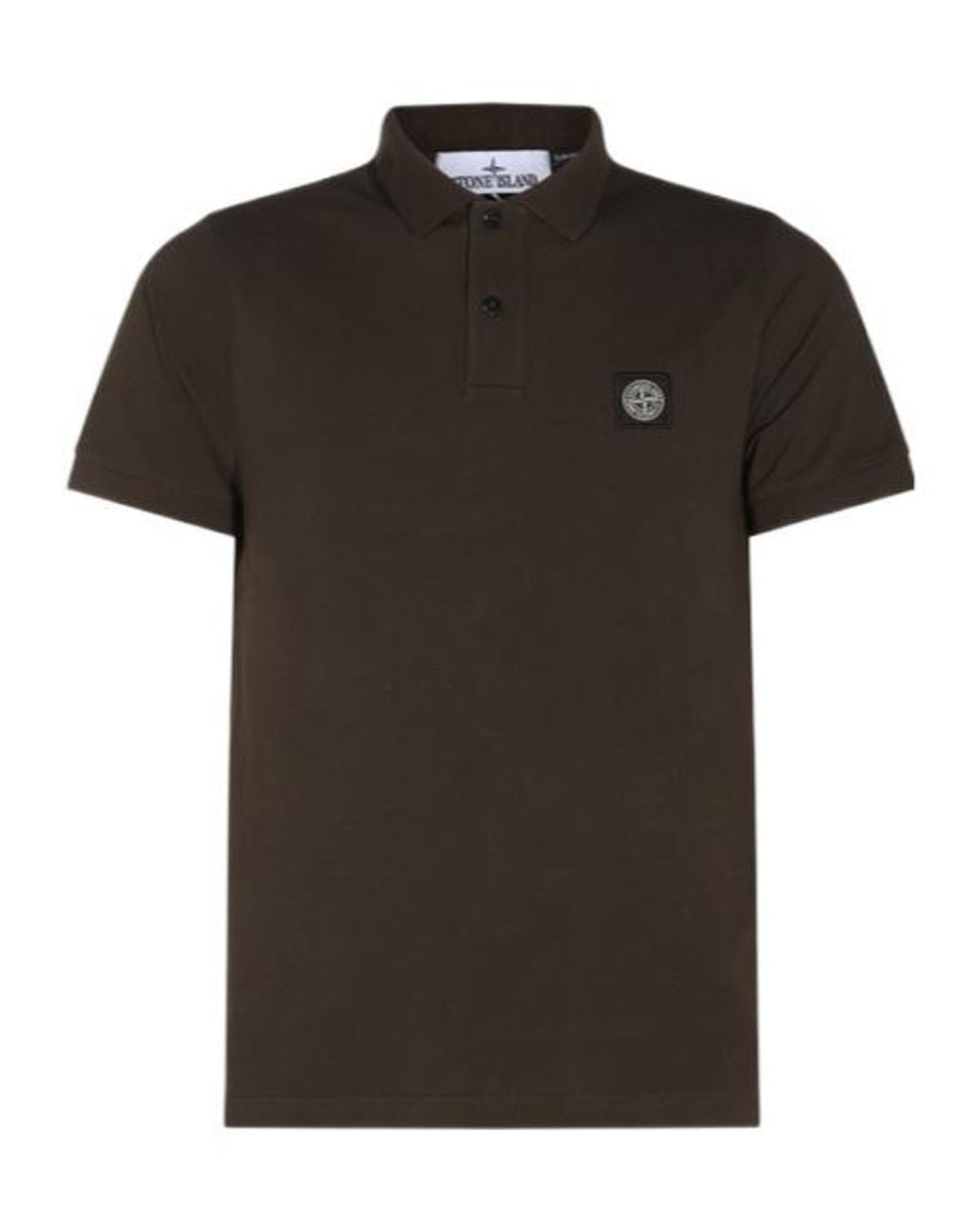 Stone Island Black Logo-Patch Polo Shirt for men
