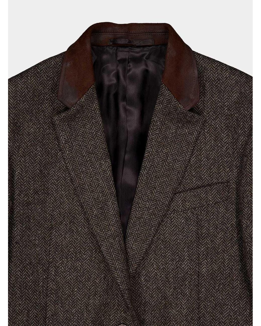 Prada Brown Single-Breasted Chevron Jacket