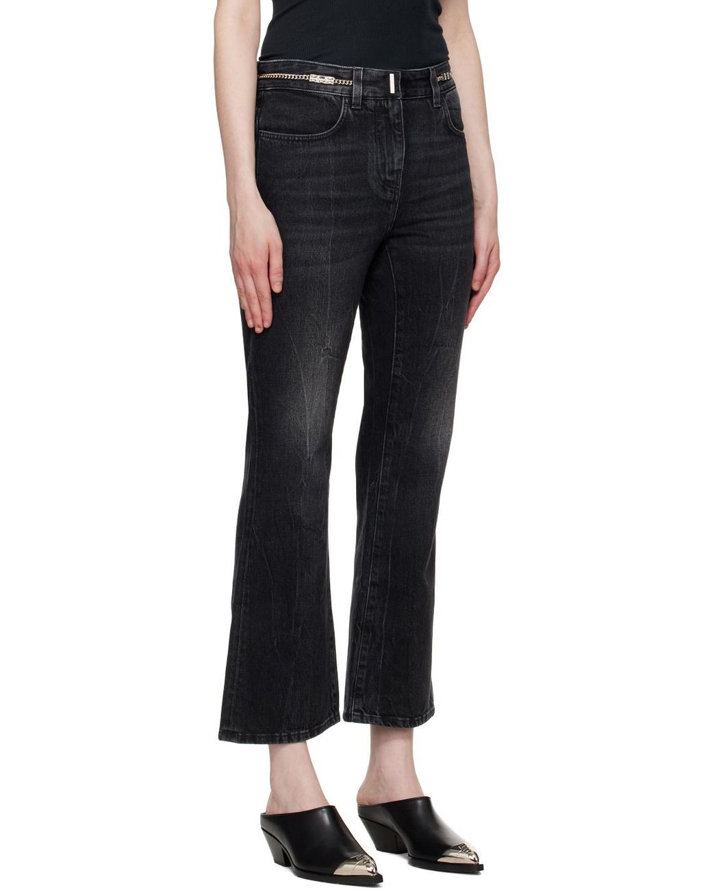 Givenchy Black Chain Detailed Bootcut Jeans