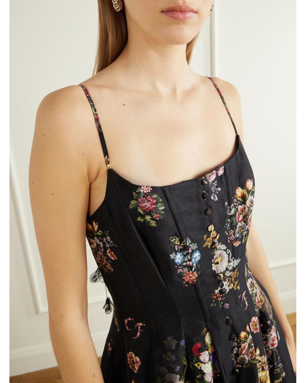 Camilla Black Silk-Blend Dupioni Midi Dress