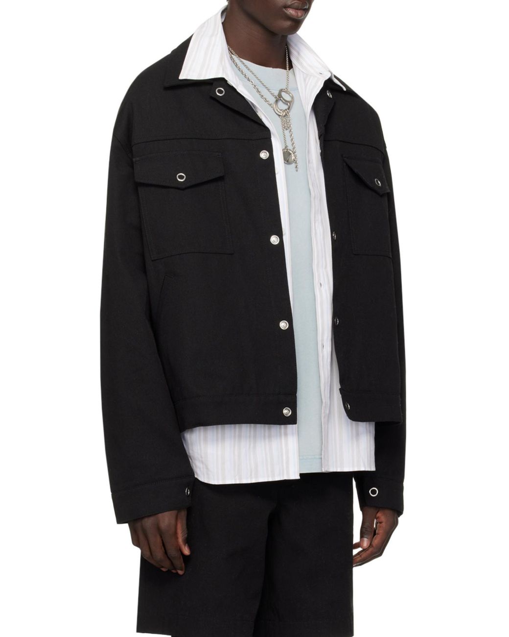 Acne Black Classic-Collar Shirt Jacket for men