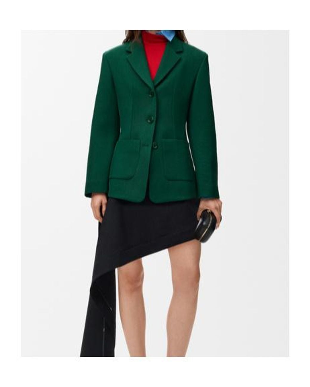 Loewe Green Single-Breasted Patch Pocket Blazer