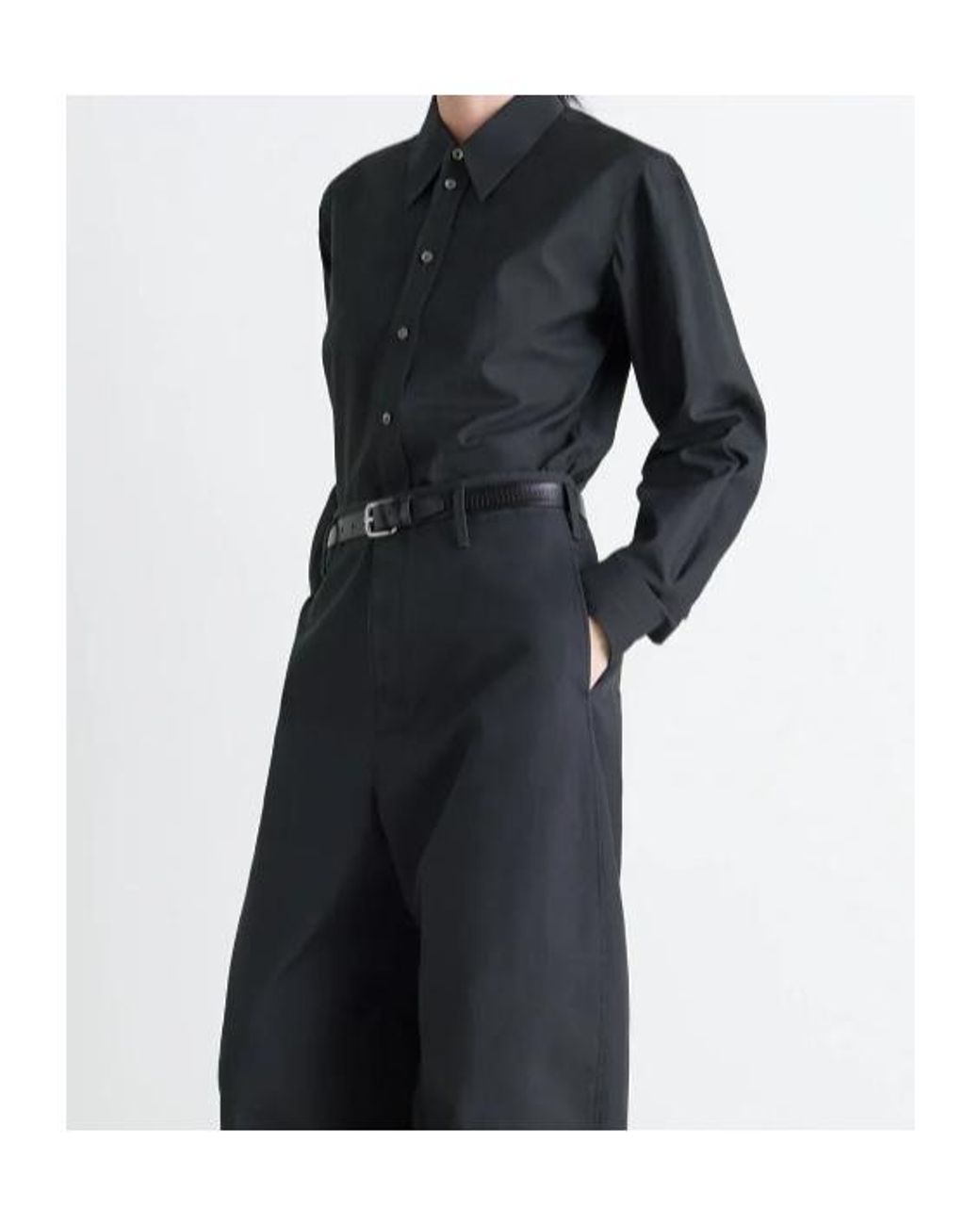 Lemaire Black Pointed Collar Poplin Shirt