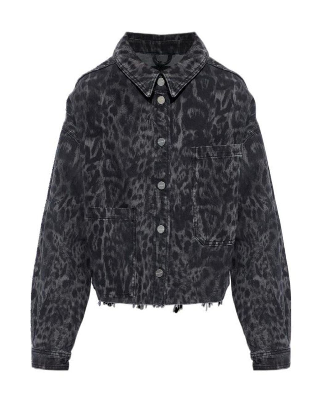 AllSaints Black Nicky Cropped Patterned Denim Jacket