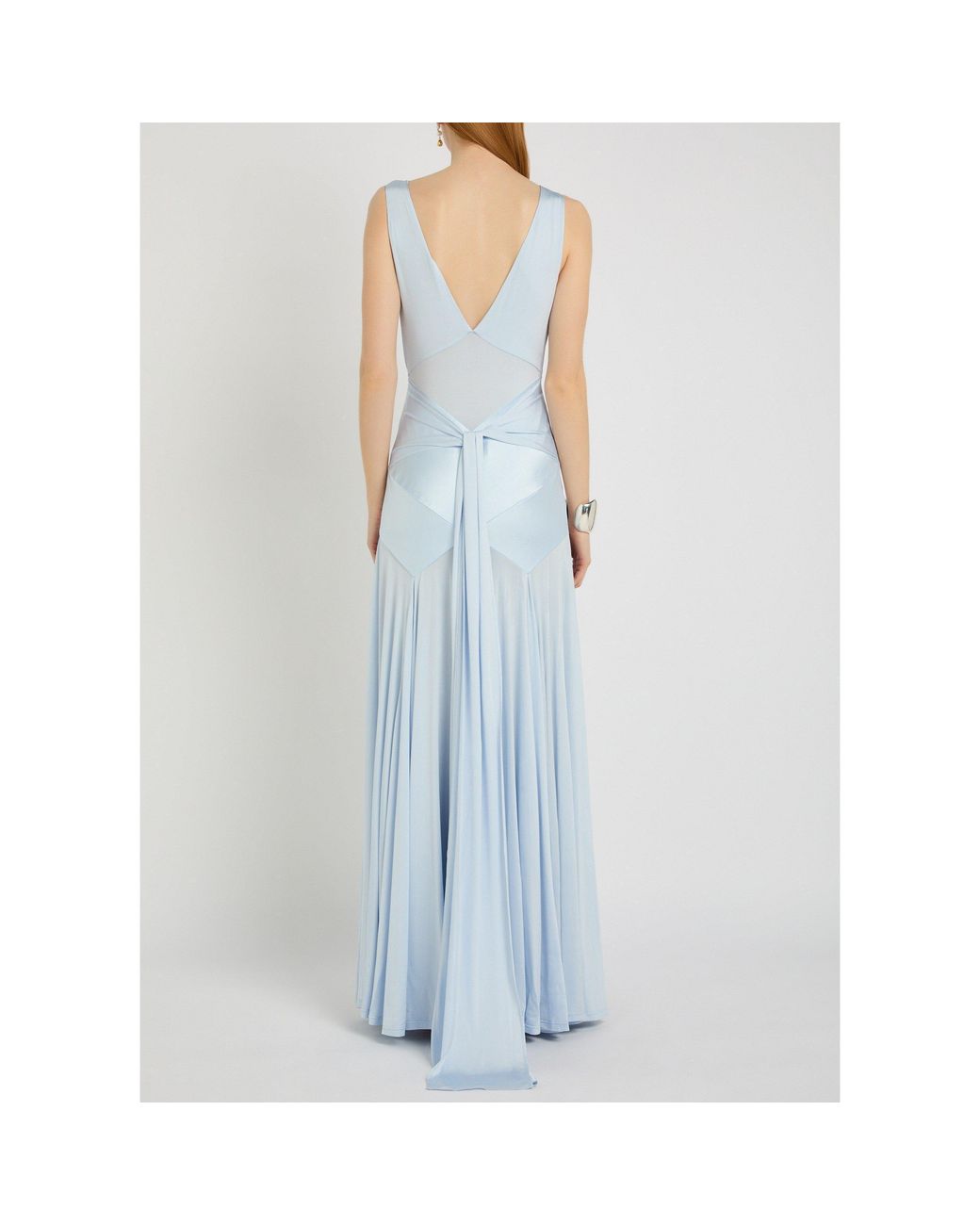Self-Portrait Blue Satin Maxi Dress