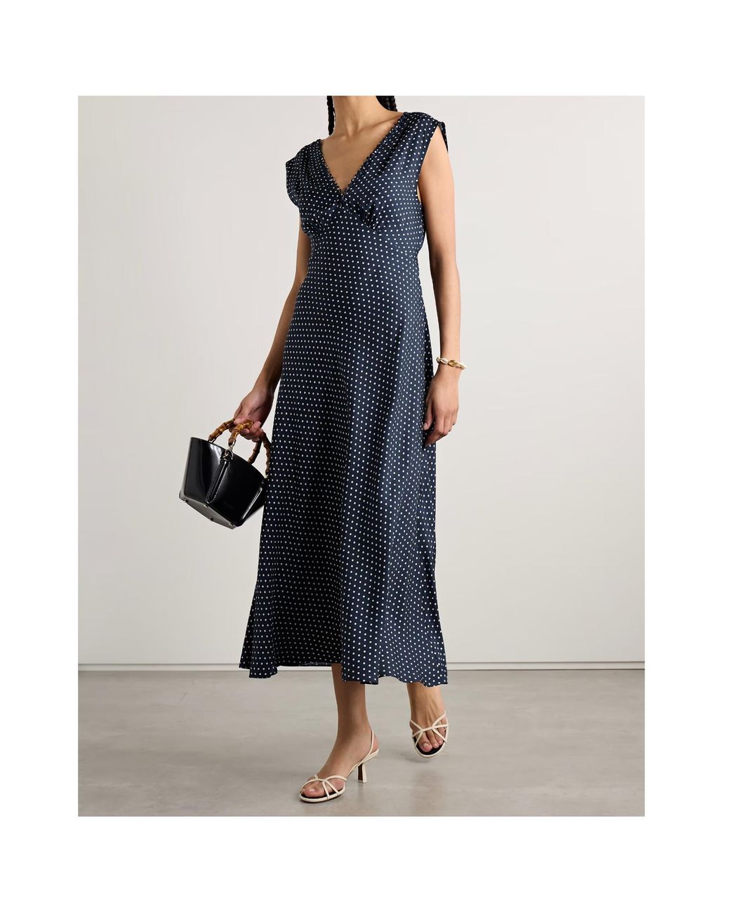 Doen Blue Tahlia Polka-Dot Midi Dress