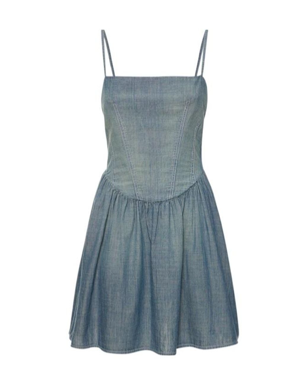 Re/done Blue Young Bohemian Mini Dress