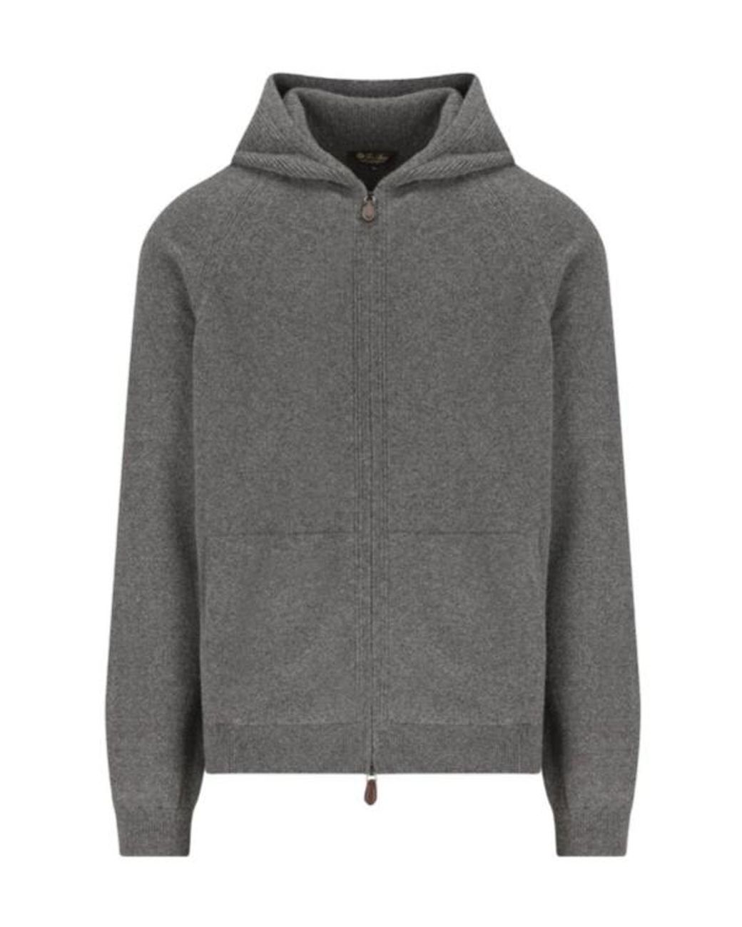Loro Piana Gray Zip-Up Hooded Coat for men