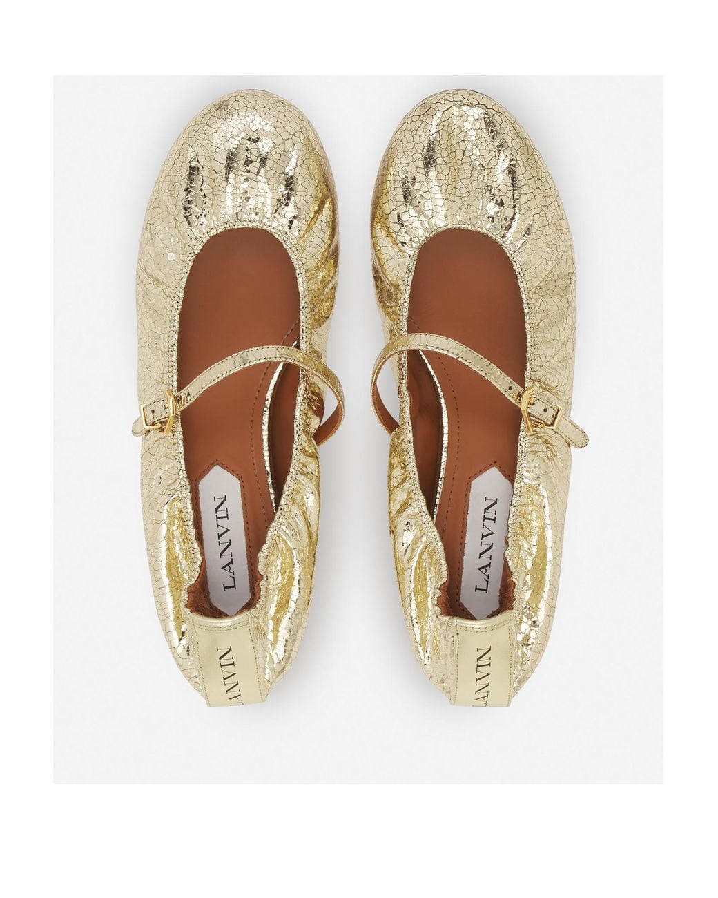 Lanvin Natural Logo-Tag Cracked Ballerinas