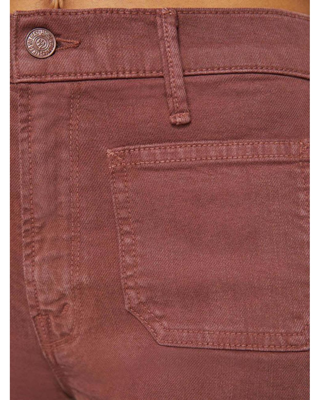 Mother Red Patch Pocket Wide-Leg Jeans